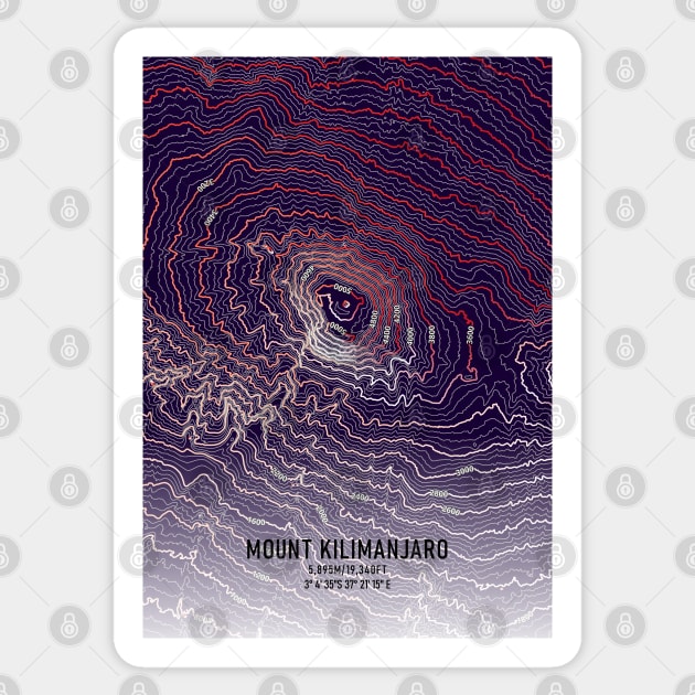 Mount Kilimanjaro Topographic map Sticker by MapCarton